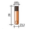 Tube contact M6 LG.28mm 12/10 Cu