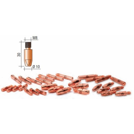 Tube contact M8 Lg.30mm 10/10 Cu