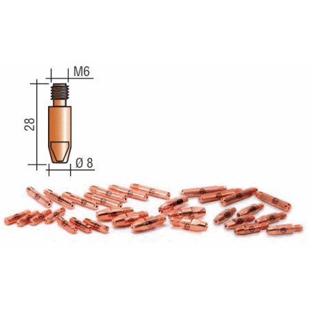 Tube contact M6 Lg.28mm 10/10 Cu