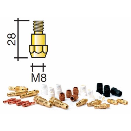 Support tube contact Lg.28mm M8